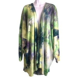 SALE Boutique NWT Green Tie Dye Kimono Cardigan